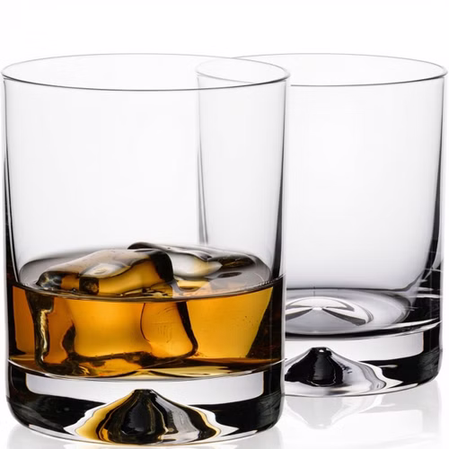 IMPERIAL glass Trinkgläser 2er Set 360ml - Whiskeygläser aus bleifreiem Crystalline Glas mit Design Glasboden spülmaschinenfest