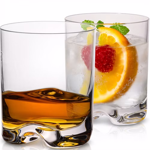 IMPERIAL glass Trinkgläser 2er Set 370ml - Whiskeygläser aus bleifreiem Crystalline Glas mit gewelltem Boden