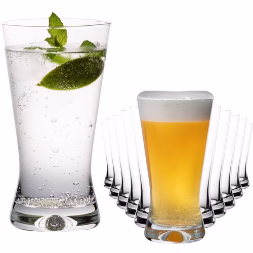 PLATINUX Trinkgläser 300ml Biergläser X-Form Set 12-Teilig aus Glas Serie "CrossLine" Spülmaschinenfest