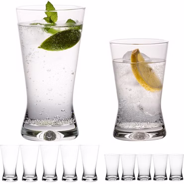 PLATINUX Trinkgläser Set 200ml + 300ml X-Form 12-Teilig aus Glas "CrossLine" Spülmaschinenfest