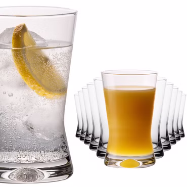 PLATINUX Trinkgläser 200ml X-Form Set 12-Teilig Saftgläser aus Glas Serie "CrossLine" Spülmaschinenfest