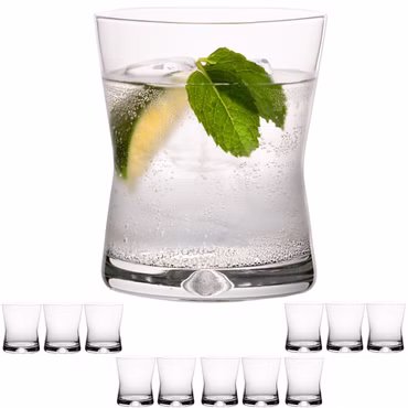 PLATINUX Trinkgläser 290ml X-Form Set 12-Teilig Whiskeygläser aus Glas Serie "CrossLine" Spülmaschinenfest