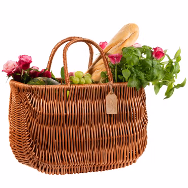 FALKENBERGER Korbtasche "Clara" 41x20x27cm Handarbeit Weidentasche mit Griffen Tragekorb aus Weide Shopper