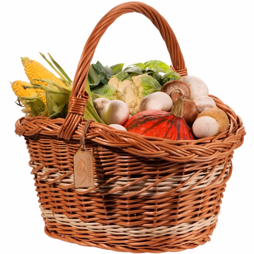 FALKENBERGER Weidenkorb 38x35x25cm "Sofia" Einkaufskorb aus Weide Handarbeit Pilzkorb Marktkorb