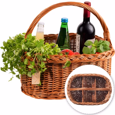 FALKENBERGER Flaschenkorb ca. 36x25x36cm Weidenkorb Handarbeit Flaschenträger Einkaufskorb aus Weide Flechtkorb mit Henkel