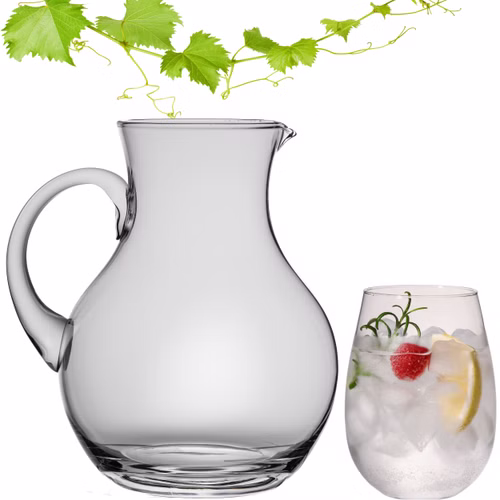 IMPERIAL glass Glaskaraffe mit Gläsern "Havanna" Crystalline Glas handgefertigte Karaffe 2L mit 6 Trinkgläser 570ml