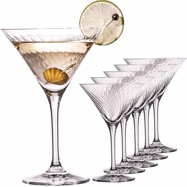 IMPERIAL Martini Gläser Set 6 Stück geriffeltes Cocktailglas 215ml aus Crystalline Glas "London" Spülmaschinenfest