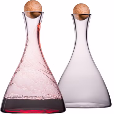 IMPERIAL glass Weindekanter aus Crystalline Glas – 2 Stück – handgefertigte Weinkaraffe mit Holzverschluss 1700ml