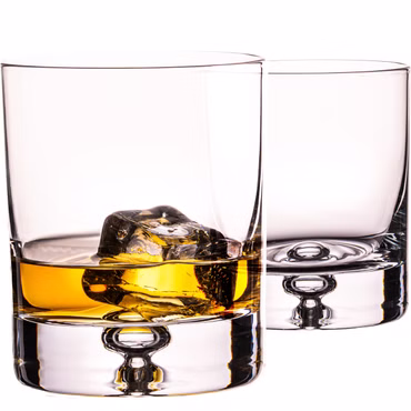 IMPERIAL Whiskeyglas Set 2 Stück – 300ml Whiskygläser aus Crystalline Glas "Lissabon" – dickwandig, schwer mit Luftblase im Boden Handmade