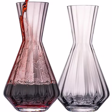 IMPERIAL glass Weindekanter 1200ml 2er Set – handgefertigte Karaffe aus Crystalline Glas mit gewellter Optik – Serie "Cali/London"