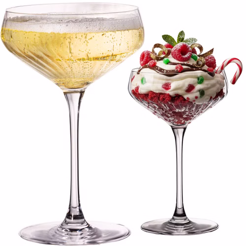 IMPERIAL geriffelte Cocktailschalen 2er Set – Coupe Gläser transparent aus Crystalline Glas 270ml "London" Spülmaschinenfest