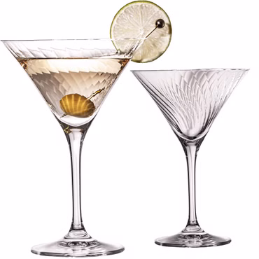 IMPERIAL Martini Gläser Set 2 Stück geriffeltes Cocktailglas 215ml aus Crystalline Glas "London" Spülmaschinenfest
