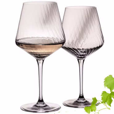 IMPERIAL glass Chardonnaygläser Set 2 Stück – geriffelte Weißweingläser 570ml aus Crystalline Glas "London"