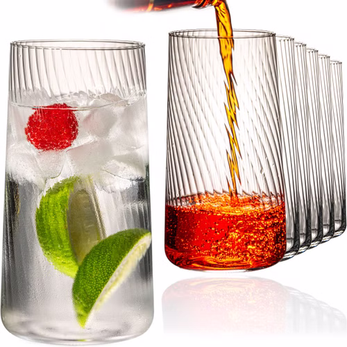 IMPERIAL glass geriffelte Trinkgläser 550ml 6er Set aus Crystalline Glas "London" Spülmaschinenfest