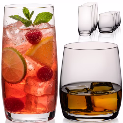 IMPERIAL glass Gläser Set 12 teilig 340ml & 440ml, Trinkgläser Set aus Glas spülmaschinenfest