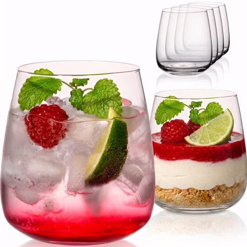 IMPERIAL glass eckige Trinkgläser Set 6 Stück - Wassergläser aus Glas 470ml "Milano" spülmaschinenfest