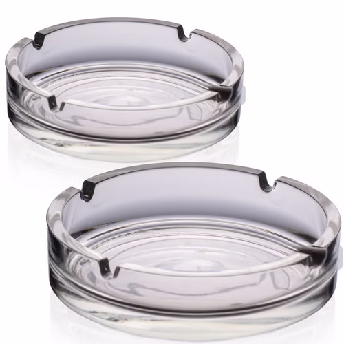 IMPERIAL glass Aschenbecher Glas 2 Stück 13,9cm, schwerer Tischaschenbecher mit 4 Ablagen aus Glas