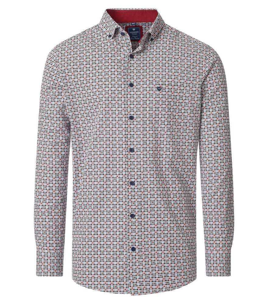 Redmond Herren Hemd Comfort Fit - Kariertes Langarmhemd Aus Baumwolle