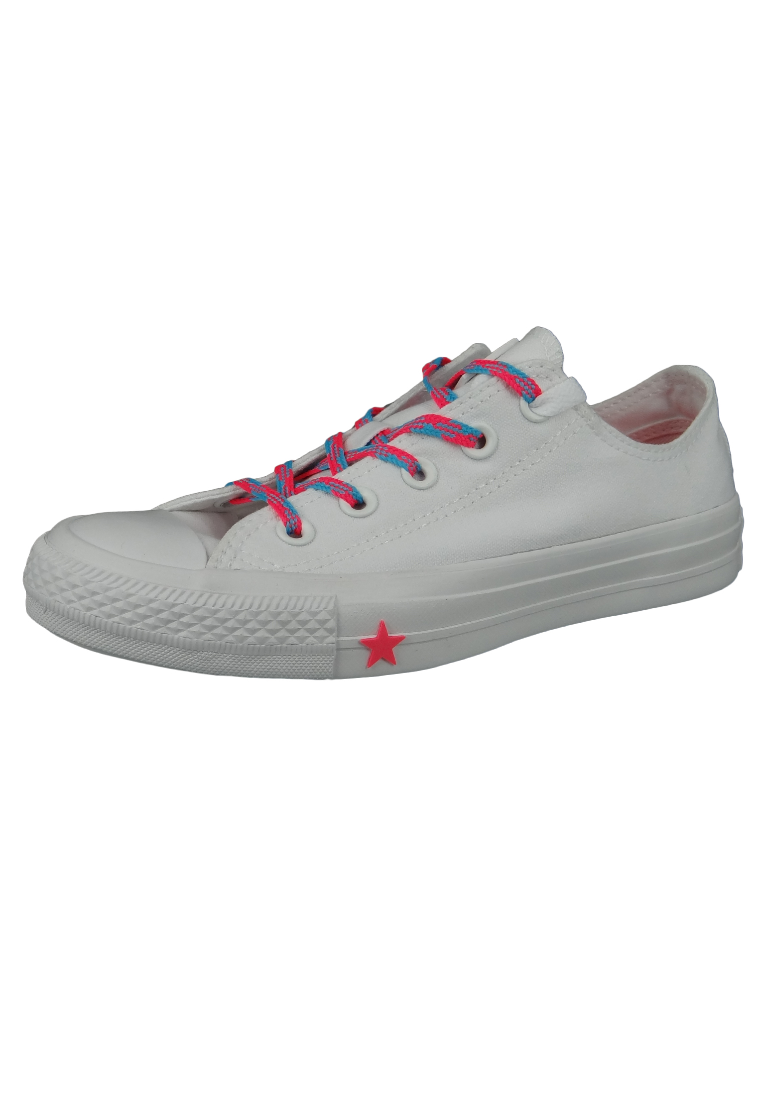 Converse Chucks Weiss 564117C Chuck Taylor All Star OX White Racer Pink Gnarly Blue Converse Chucks Weiss 564117C Chuck Taylor All Star OX White Racer Pink Gnarly Blue
