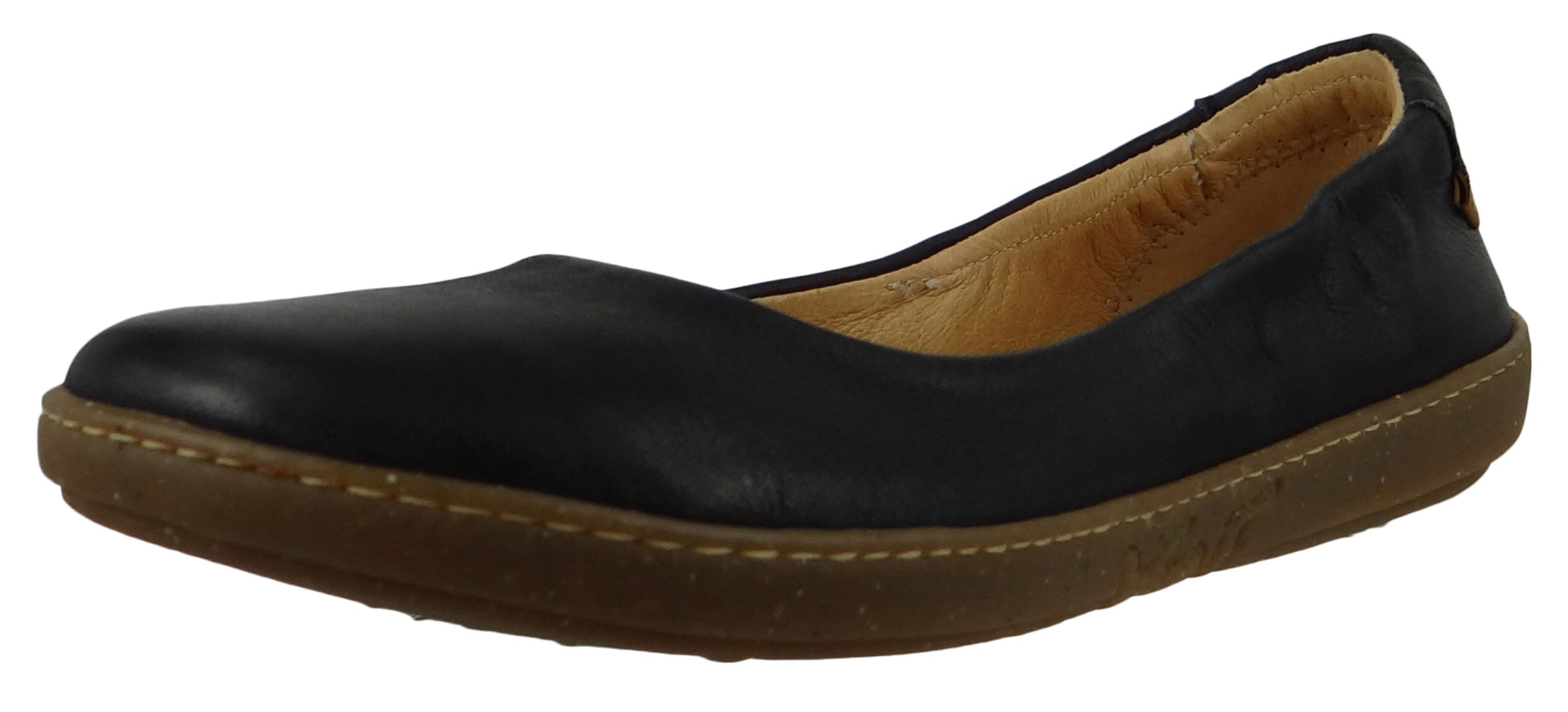 El Naturalista Coral Dolce Women's Leather Ballerina Black Black | plentyShop