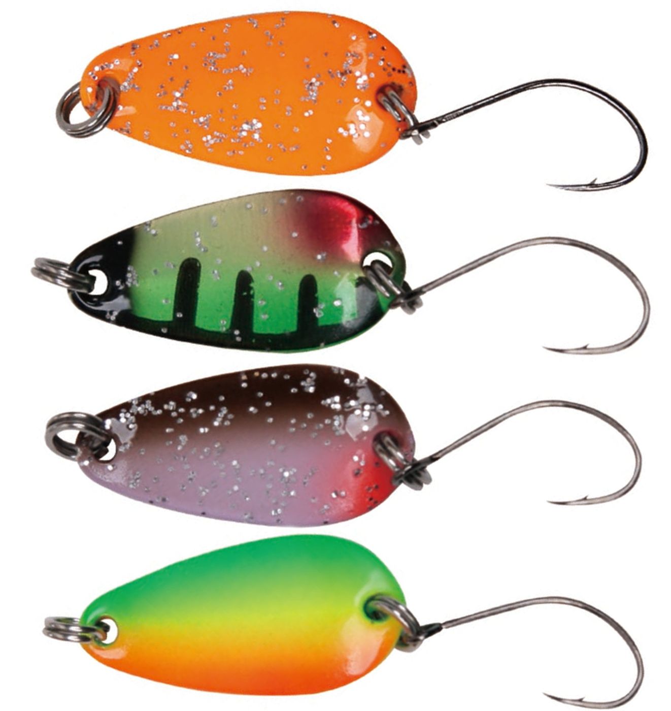 Forellenblinker Ultralight Spinnköder Blinker Set 4 x Paladin Trout Spoon 2,4g 
